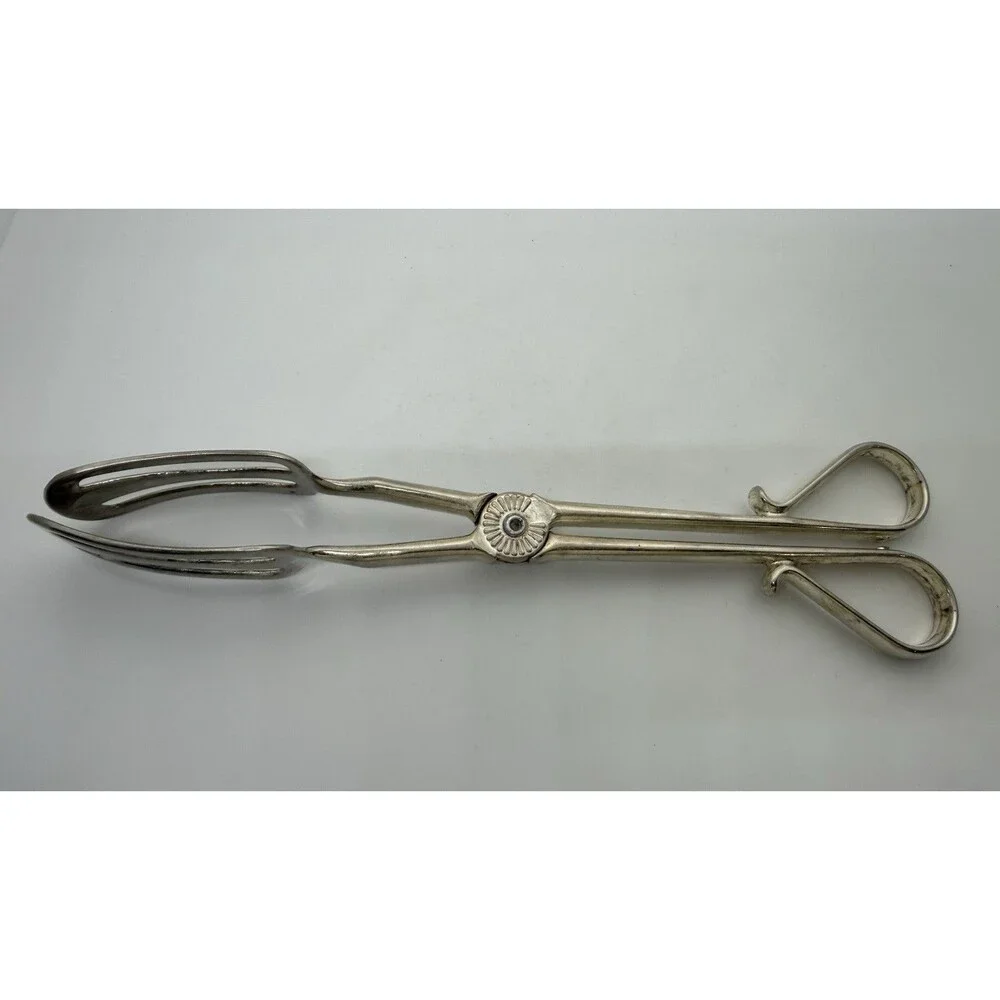 Vintage Silverplate Scissor Serving Tongs Salad Italy Flatware‎ 1pc